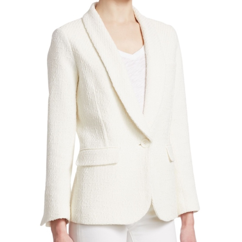 IRO Mico Shawl Collar Tweed Blazer, Ecru/Cream